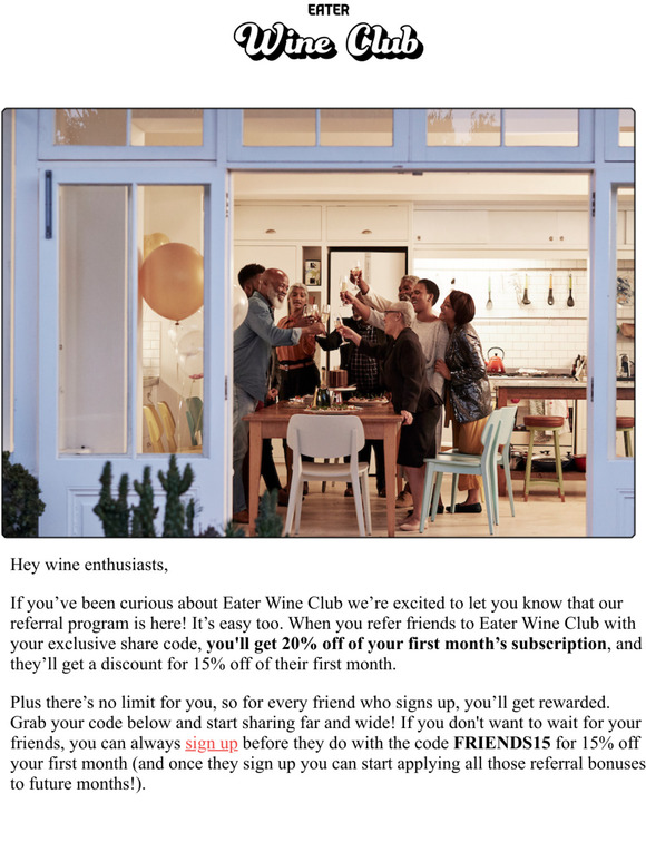 Tell your friends about us and get 20% off your first month
