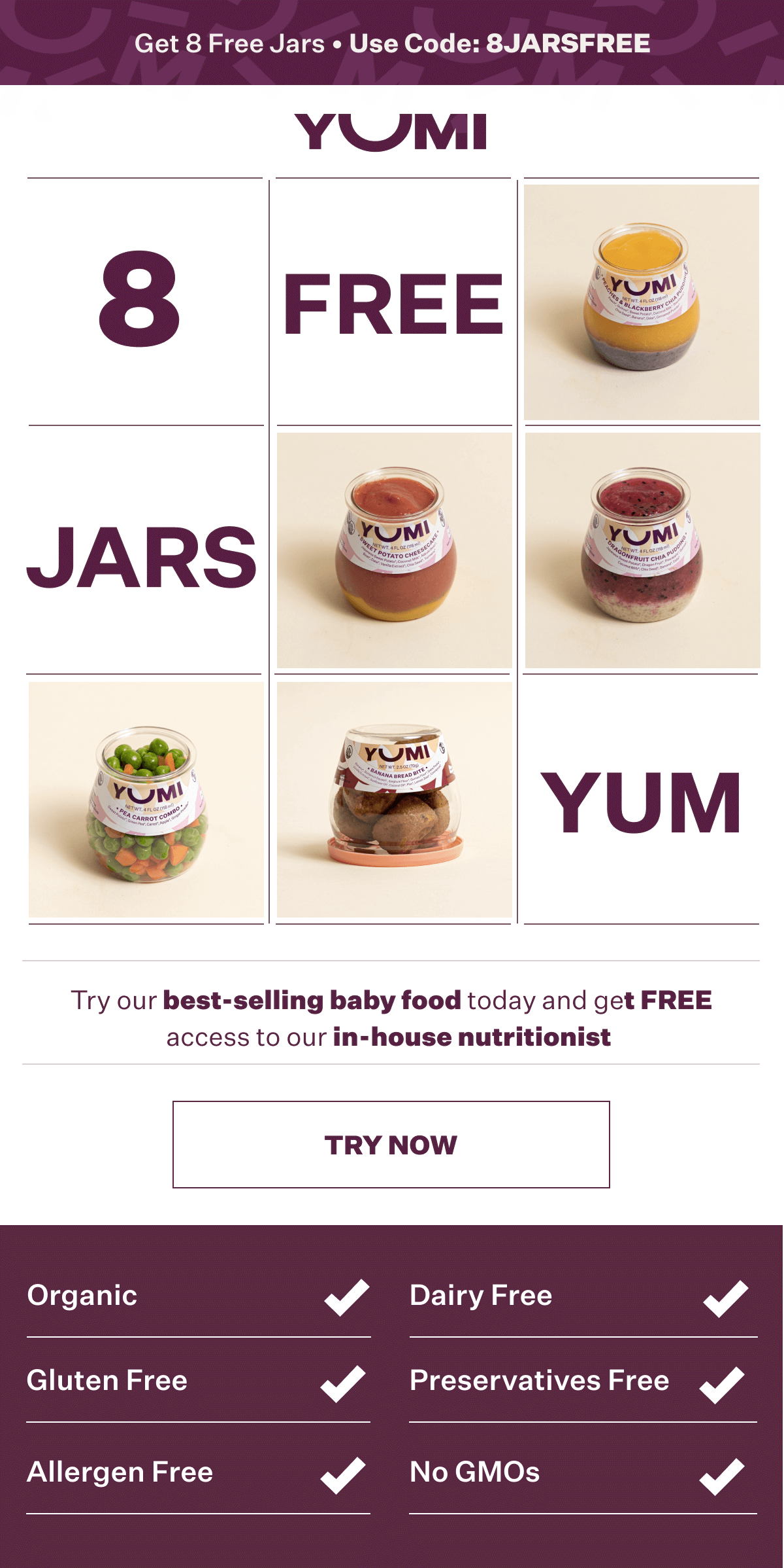 Yumi: Try 8 free jars of our best-selling baby food!