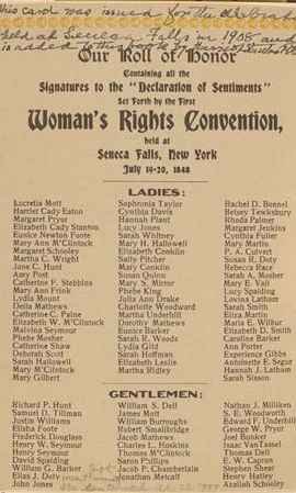 women's suffrage: Declaration of Sentiments, Seneca Falls