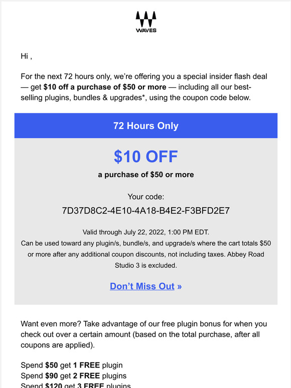 72 Hours Only: Here’s a $10 coupon for you