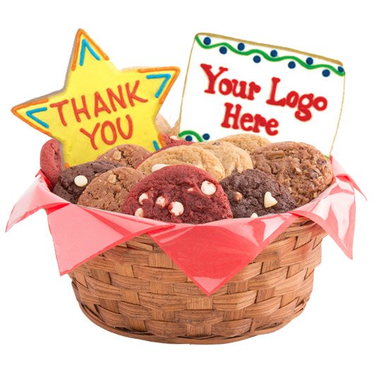 Many Thanks with Custom Logo Cookie Basket