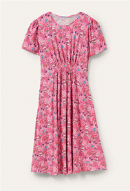 Robe col rond en jersey - Fraise, motif Wildflower Bloom