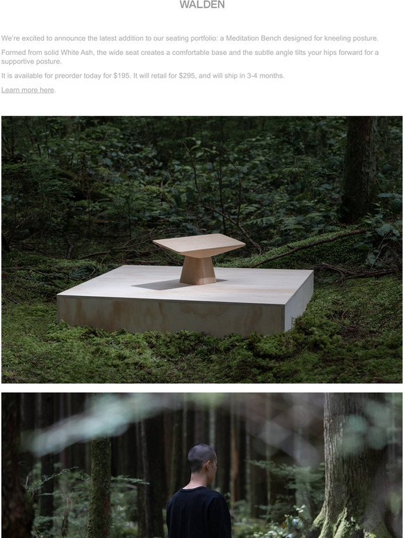 Walden: A Contemporary Meditation Bench, Open for Preorder🧎