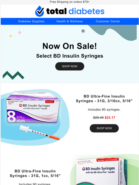 Total Diabetes Supply Now On Sale BD Insulin Syringes Milled