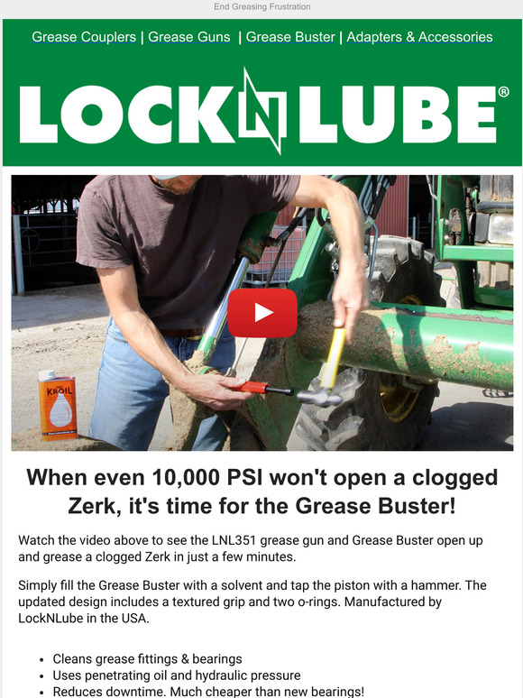 LockNLube When even 10,000 PSI won't open a clogged Zerk, it's time