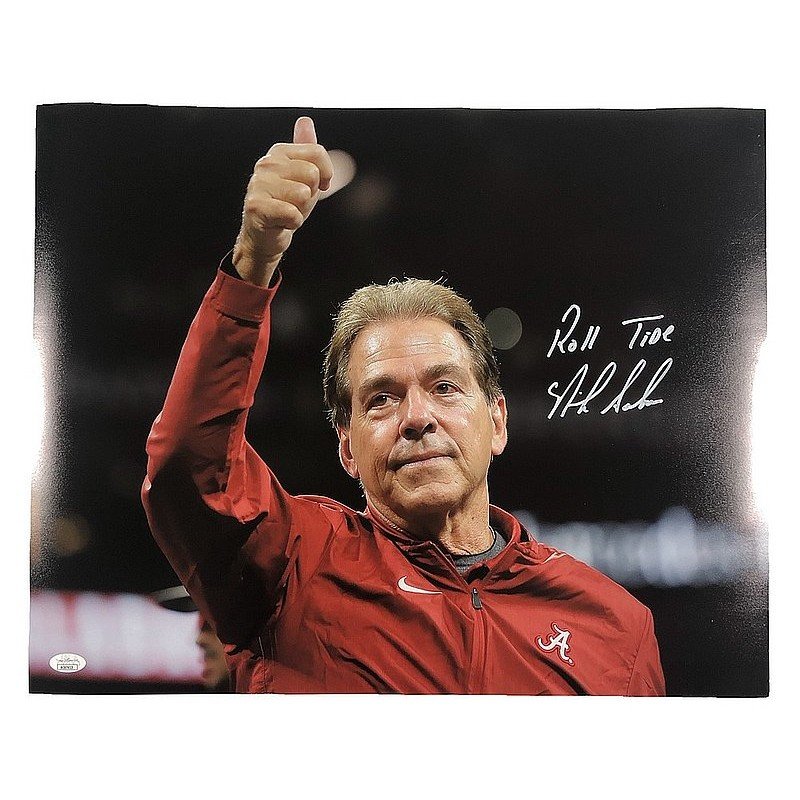 Nick Saban Autographed Signed Alabama Crimson Tide Thumbs Up 16x20 Photo with Roll Tide Inscription - JSA Authentic