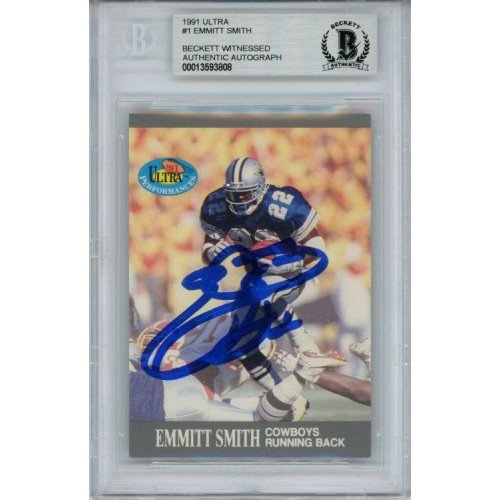 Emmitt Smith Autographed Signed 1991 Ultra #1 Trading Card Beckett Slab 35081