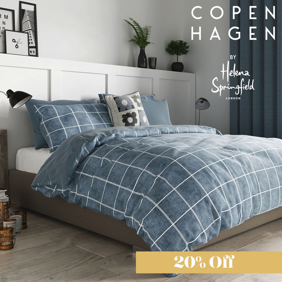 Helena Springfield Check Bedding in Chambray