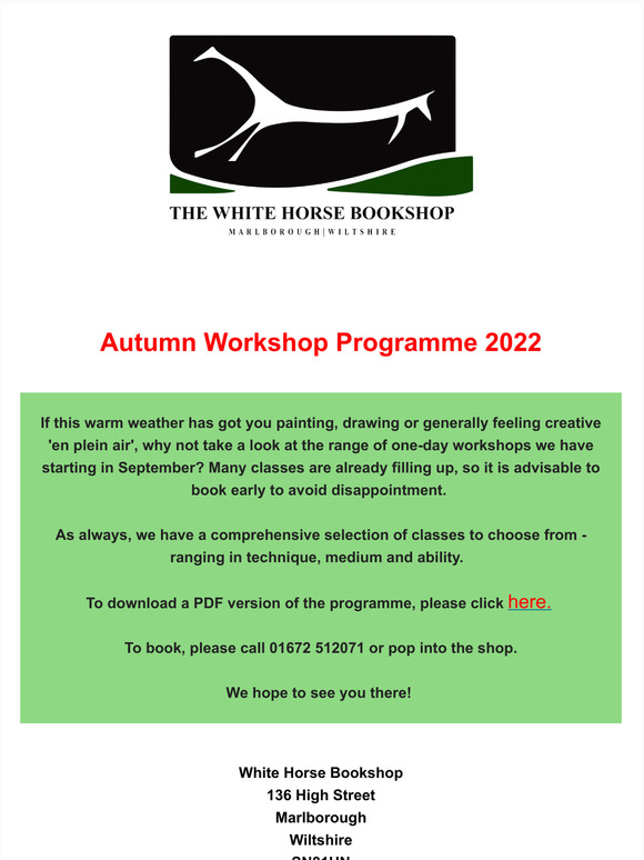 Don't delay! Autumn Workshop Programme 2022