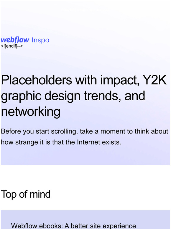 Webflow: Placeholders with impact, Y2K graphic design trends, and ...