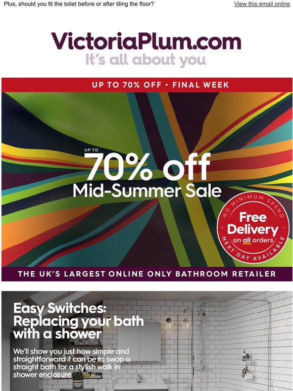 Victoria Plum: Easy Switches: Replacing your bath with a shower 🚿 | Milled