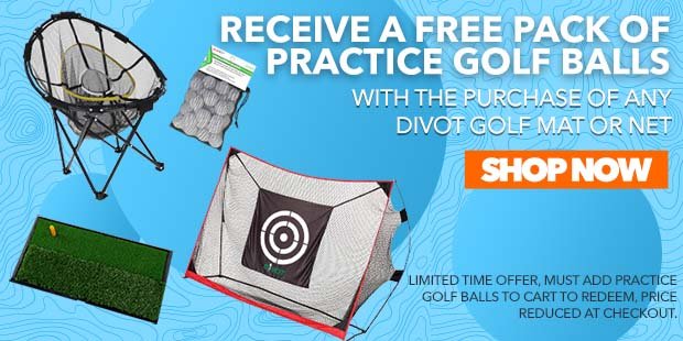 Receive a Free Pack of Practice Golf Balls with the purchase of any DIVOT golf mat or net