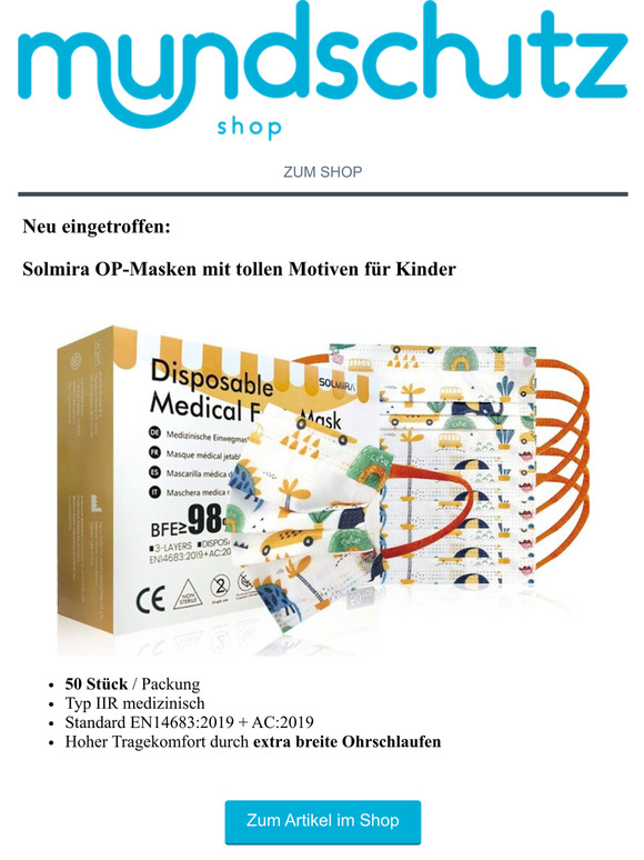 😷 OP-Masken für Kinder mit tollen Motiven
