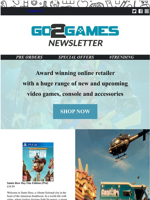 Hot New Trending Products + Saints Row Day One Edition and Evil West - Go2Games Weekly Newsletter