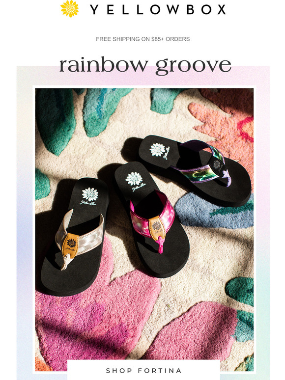yellow box flip flops outlet