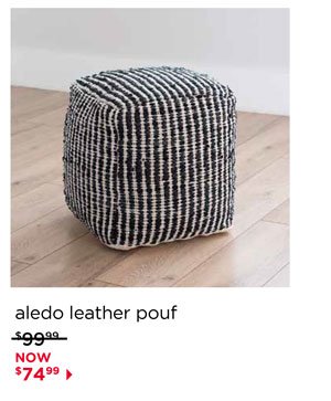 Charcoal Aledo Leather Pouf