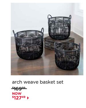 Dark Rattan Arch Weave 3-pc. Decorative Basket Set