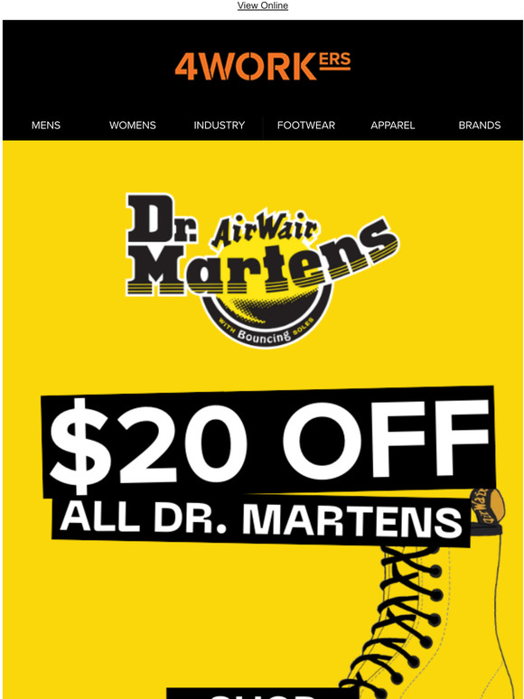 $20 OFF All Dr. Marten Styles! Ends Sunday