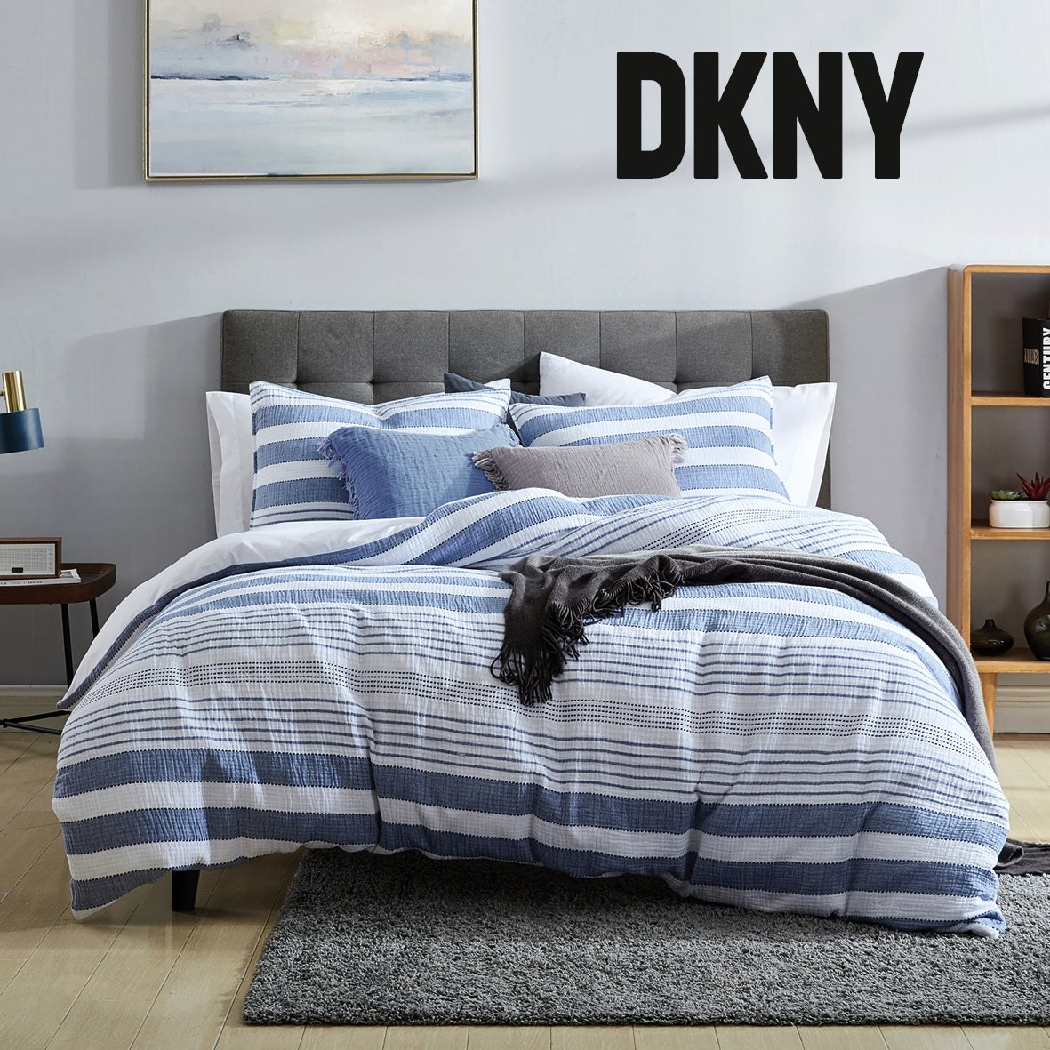 DKNY Comfy Stripe Bedding in Navy