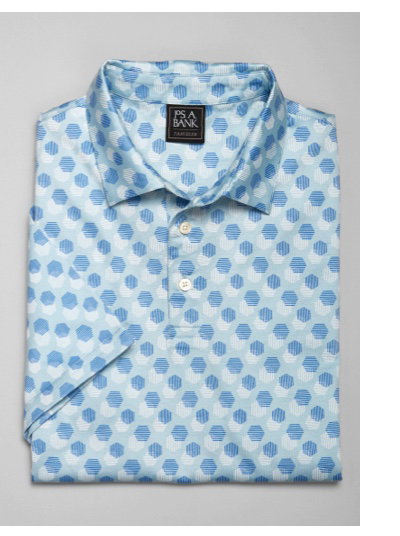 Traveler Collection Tailored Fit Short Sleeve Geometric Pattern Polo