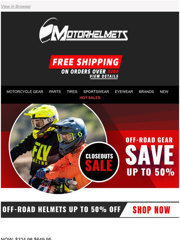 Motorcycle Off-Road Gear Sale Up to 50% Off!