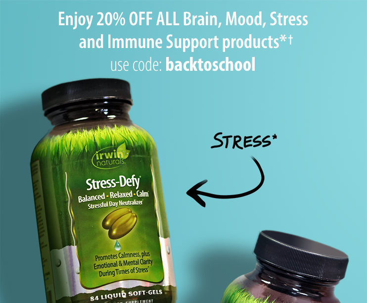 Enjoy 20% OFF All Brain, Mood, Stress and Immune Support products* use code: backtoschool