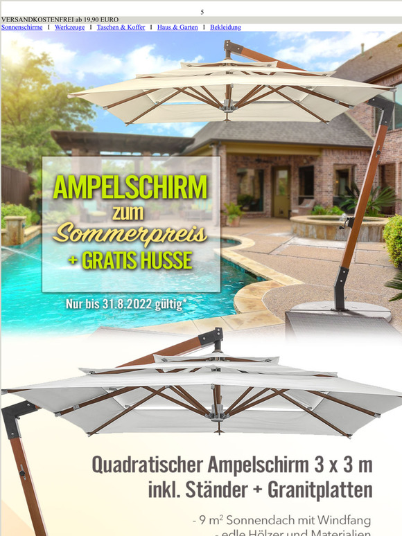 GRATIS Husse zu Ihrem Ampelschirm
