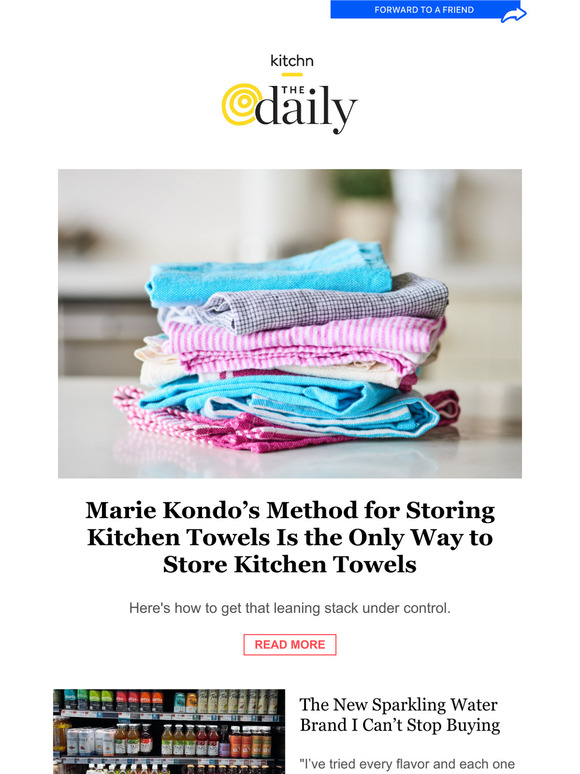 Kitchn Marie Kondo's Method Is the Best Way to Store Kitchen Towels, The New Sparkling Water
