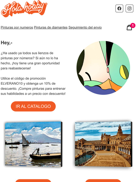 Hola Hobby ES: 40% de descuento en Pintar por numeros personalizado y 20%  de descuento en todas las pinturas.