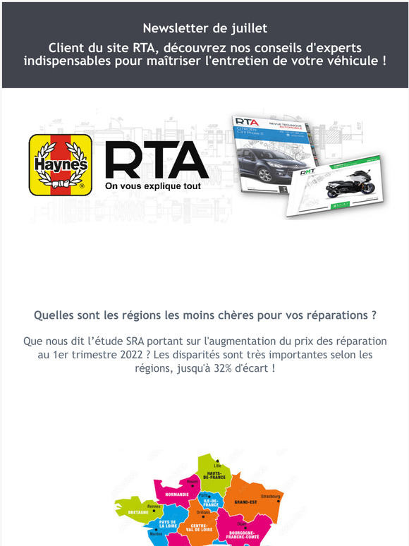 Le coût de réparation par région : où faut-il réparer votre véhicule ? RTA vous explique tout ! Tutos vidéo & Conseils