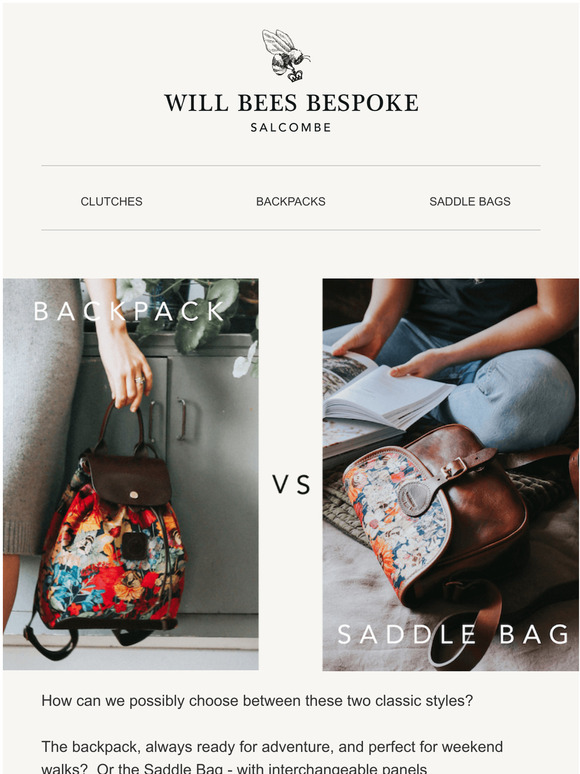 Will Bees Bespoke Backpack vs Saddle Bag Milled