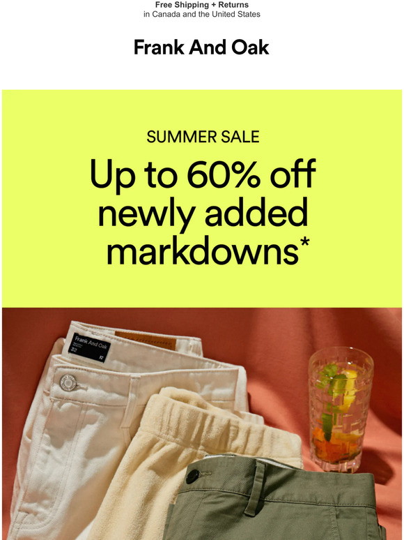 Frank And Oak Email Newsletters Shop Sales, Discounts, and Coupon Codes