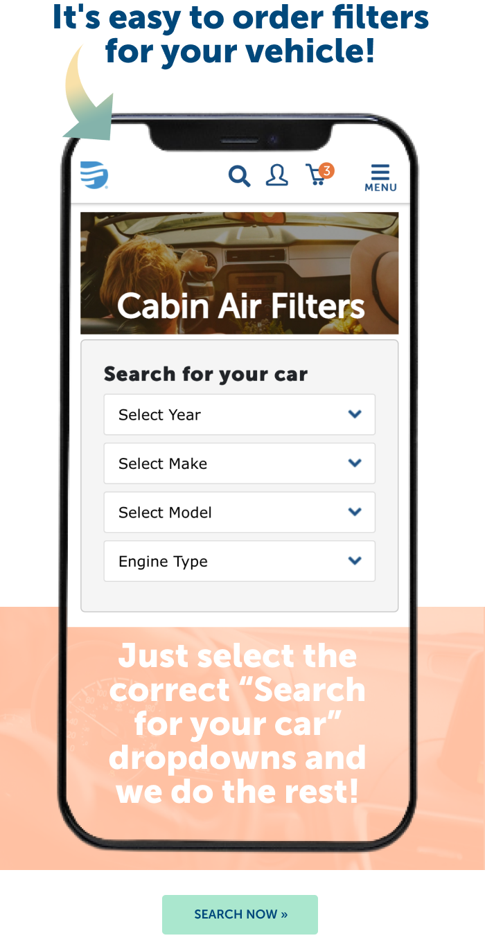 It's easy to order filters for your vehicle. Click to find your cabin air filter!
