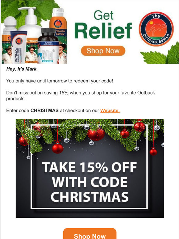Outback Pain Relief Redeem Your Code Milled