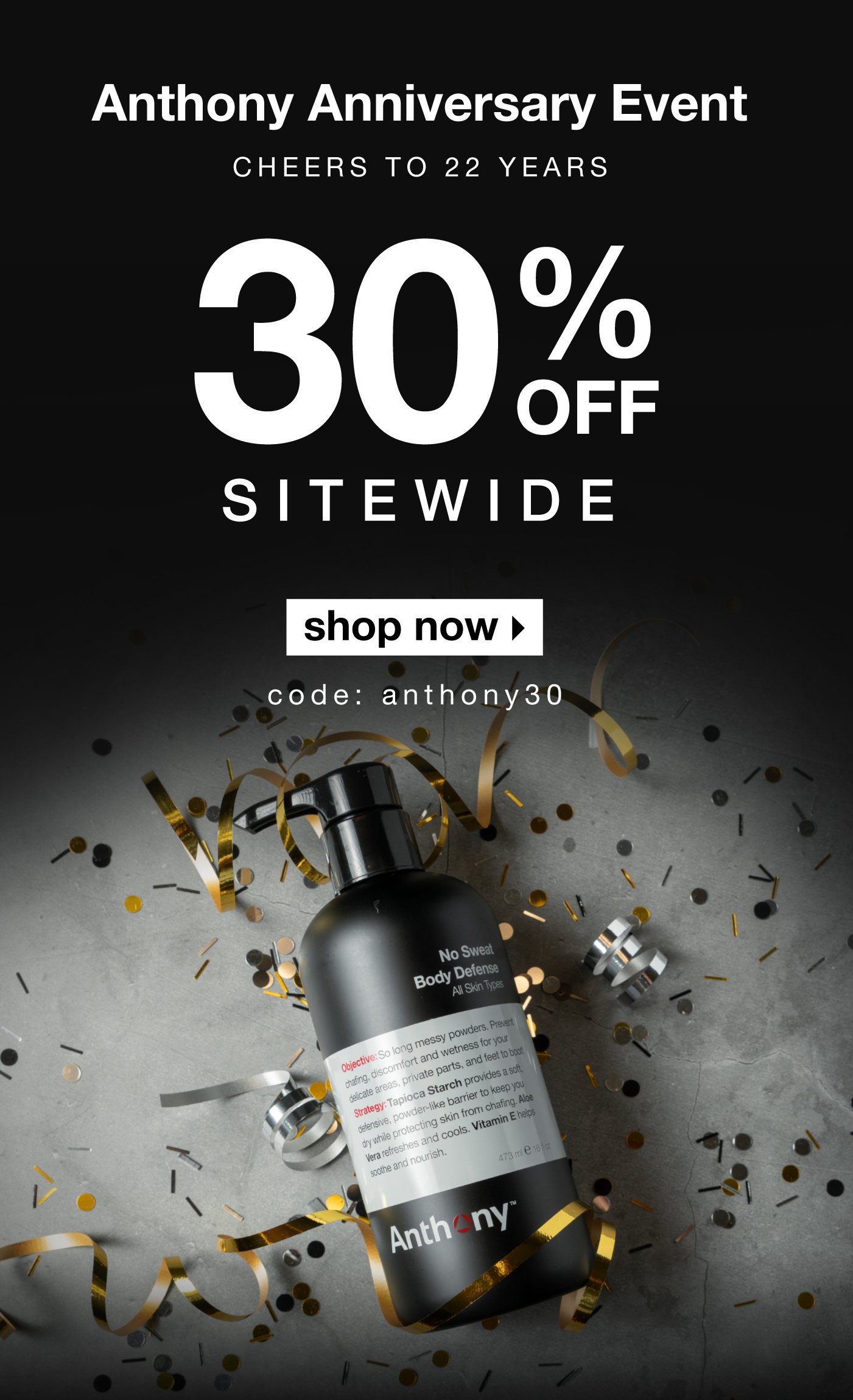 Anthony Anniversary Event- Cheers to 22 Years! 30% off sitewide with code ANTHONY30