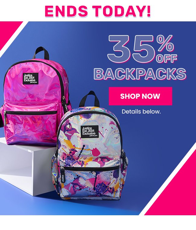 Ends Today! 35% Off Backpacks Shop Now