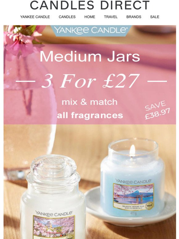 Last Day ! CRAZY OFFER !  - Yankee Candle Medium Jars - Any 3 For £27 - Mix & Match