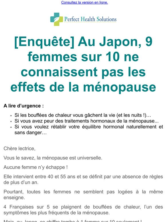 Au Japon, 9 femmes sur 10 ne connaissent pas les effets de la ménopause