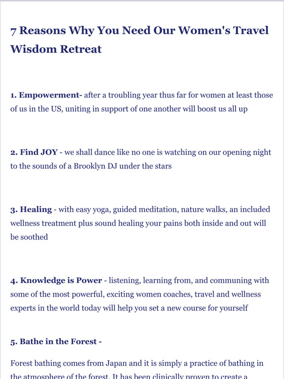 7 Reasons Why You Need this Retreat...