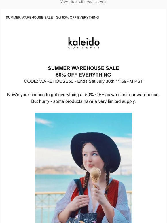 💥 50% OFF EVERYTHING - Summer Warehouse Sale