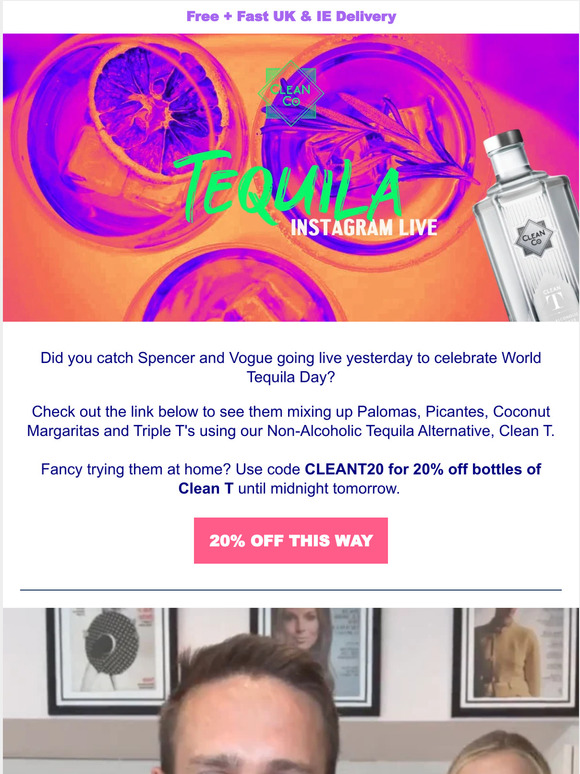 CleanCo 20 off Tequila + Spencer & Vogue's live masterclass🍸 Milled