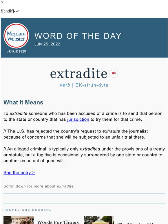 Merriam-Webster: Extradite - plus, Words For Things You Didn't Know ...