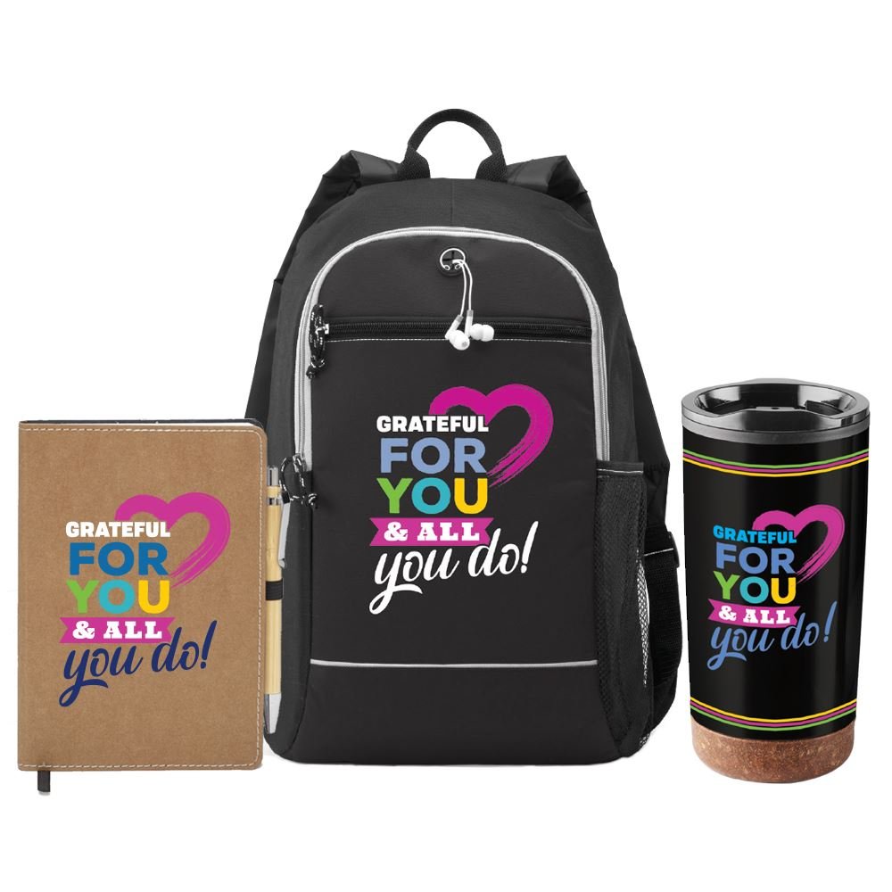 Grateful For You & All That You Do! Backpack, Tumbler, & Journal Gift Set