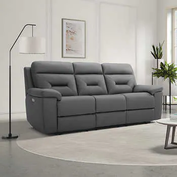 Lawton Fabric Power Reclining Sofa with Power Headrests
