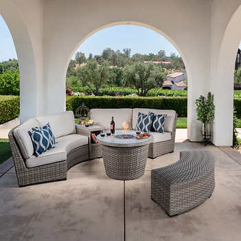SunVilla Laguna 5-Piece Woven Fire Sectional