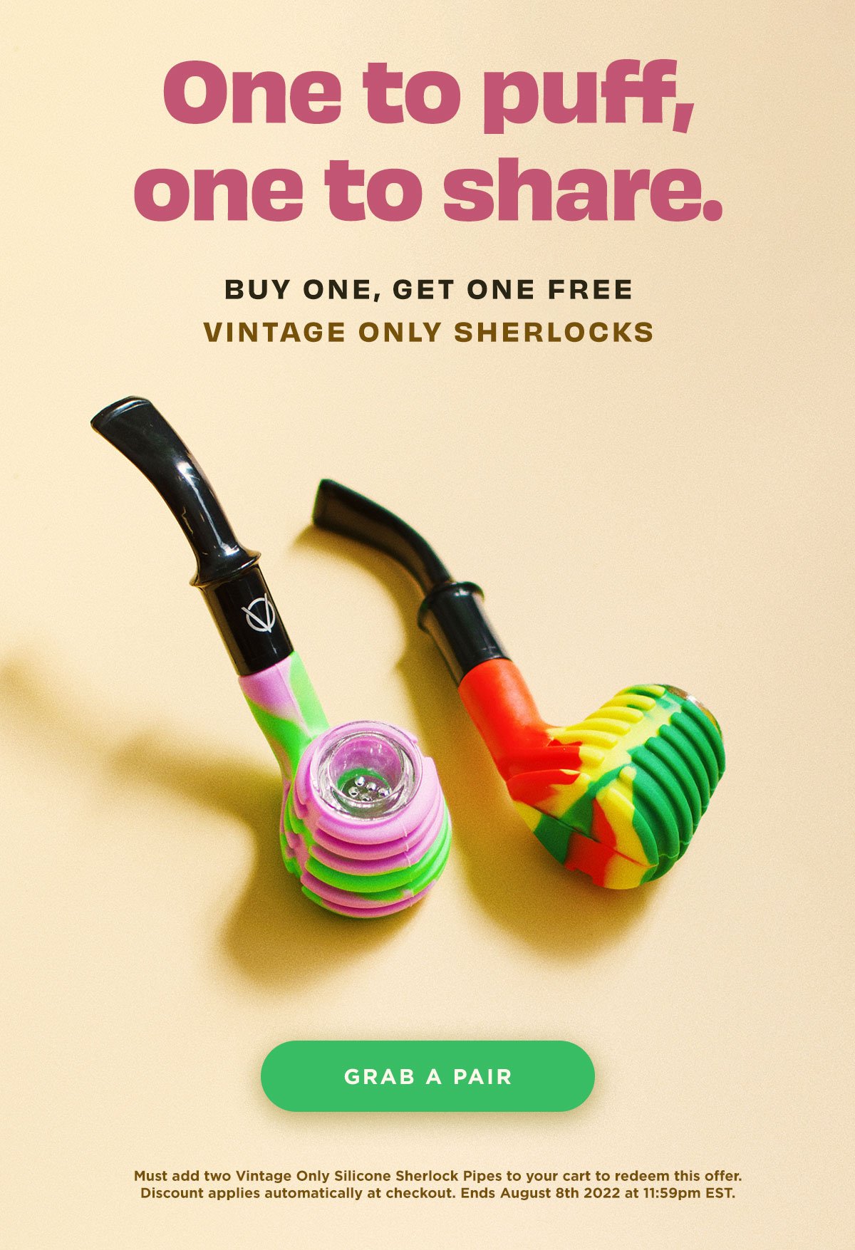 Limited time only: buy one, get one free Vintage Only Silicone Sherlock Pipes