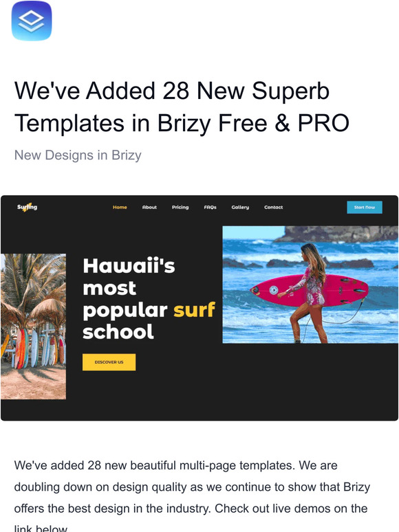 We Added 28 New Templates in Brizy