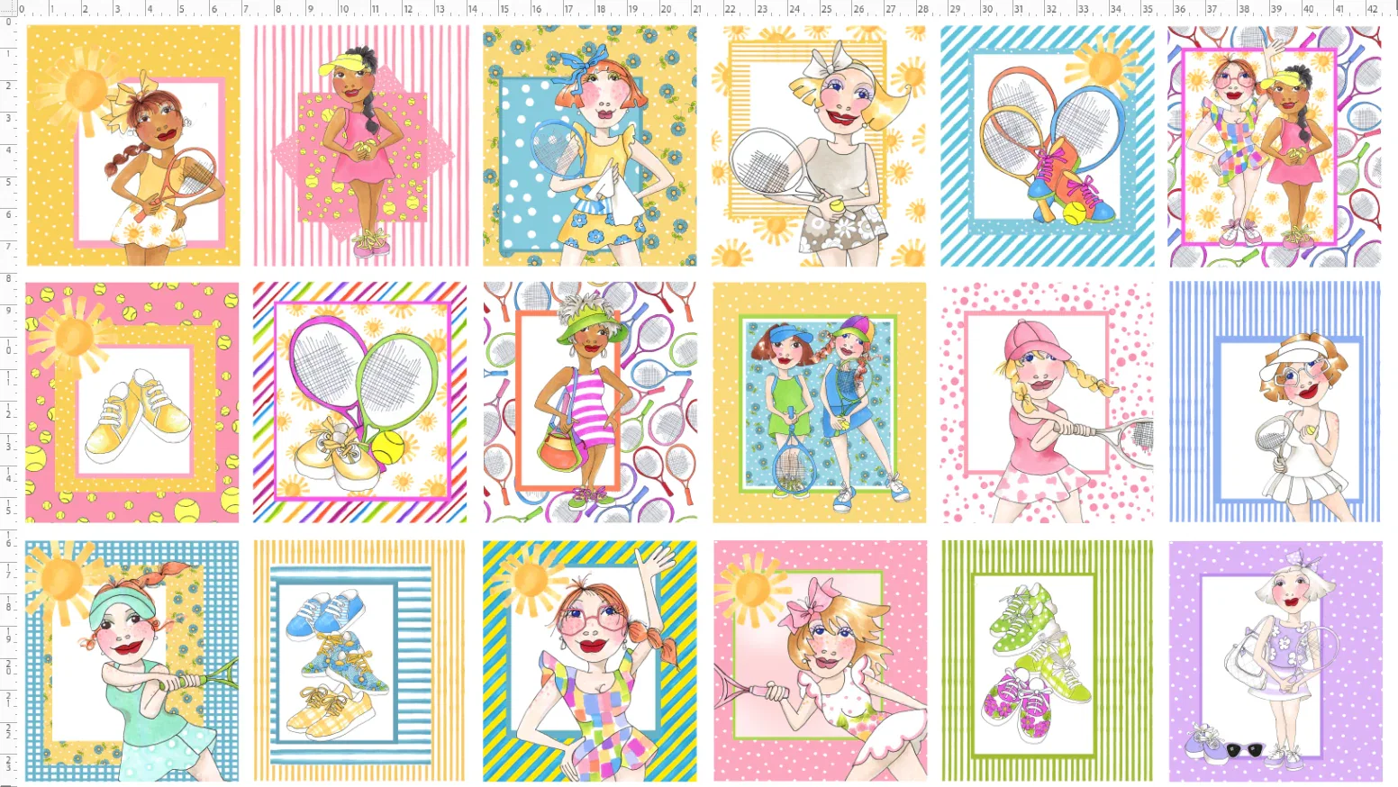 SALE - Tennis Love Fabric Panel