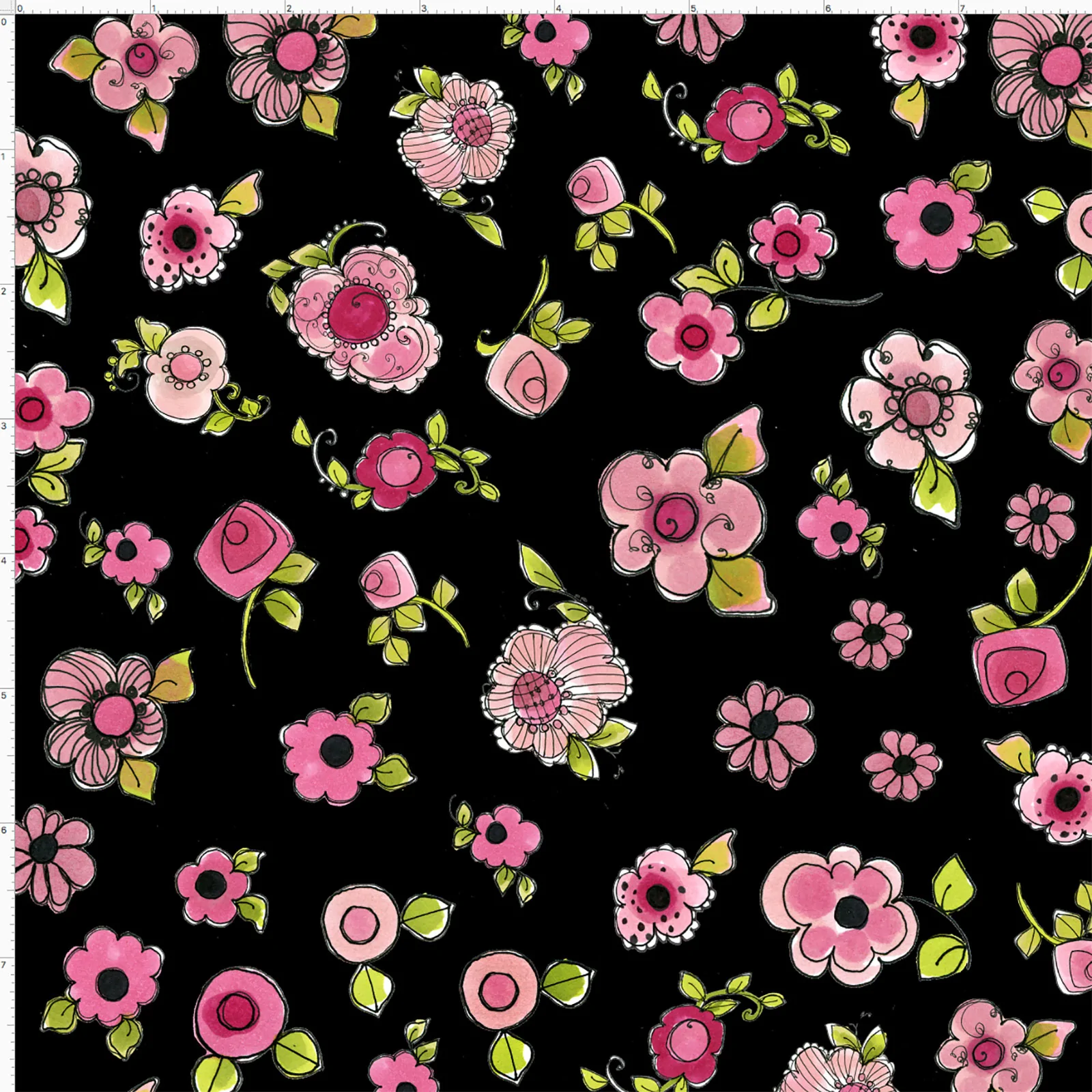 SALE - Parlor Posies Black Fabric