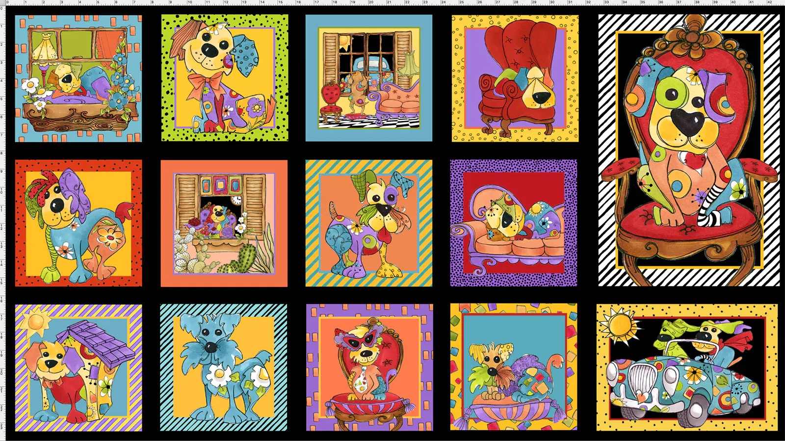 SALE - Joy Dog Fabric Panel